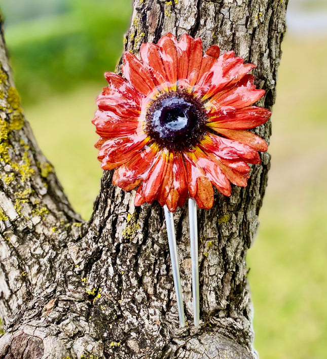 Hair Pin για Μακριά Μαλλιά με Αληθινό Λουλούδι Ζέρμπερα