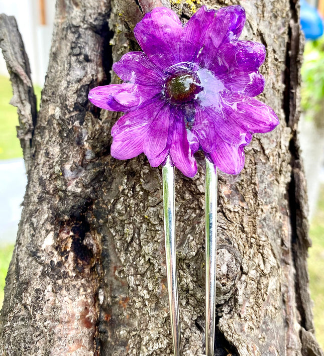 Hair Pin για Μακριά Μαλλιά με Αληθινό Λουλούδι Χρυσάνθεμο