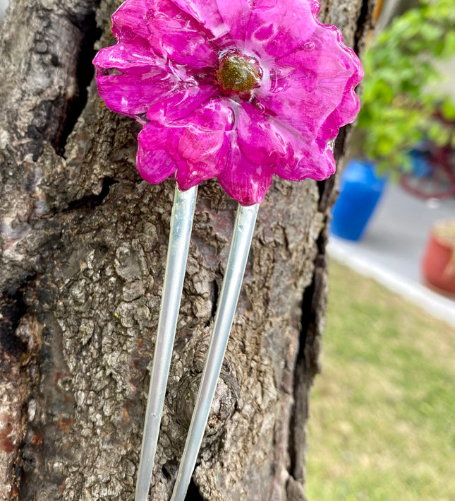 Hair Pin για Μακριά Μαλλιά με Αληθινό Λουλούδι Χρυσάνθεμο