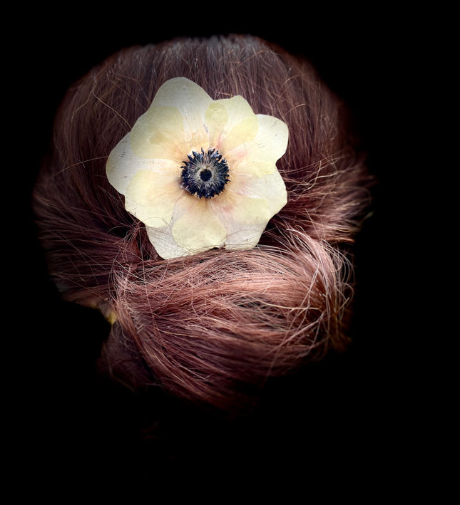 Hair Pin για Μακριά Μαλλιά με Αληθινό Λουλούδι Ανεμώνα
